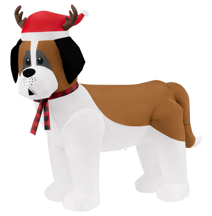 5 ft PreLit LED Airblown St Bernard Christmas Inflatable Yard Decor