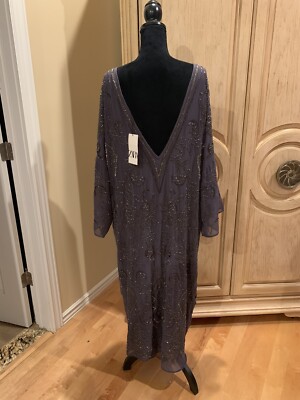 zara beaded tunic dress ZARA NEW BEADED EMBROIDERED LIMITED EDITION TUNIC DRESS PURPLE M - L. 7521/007