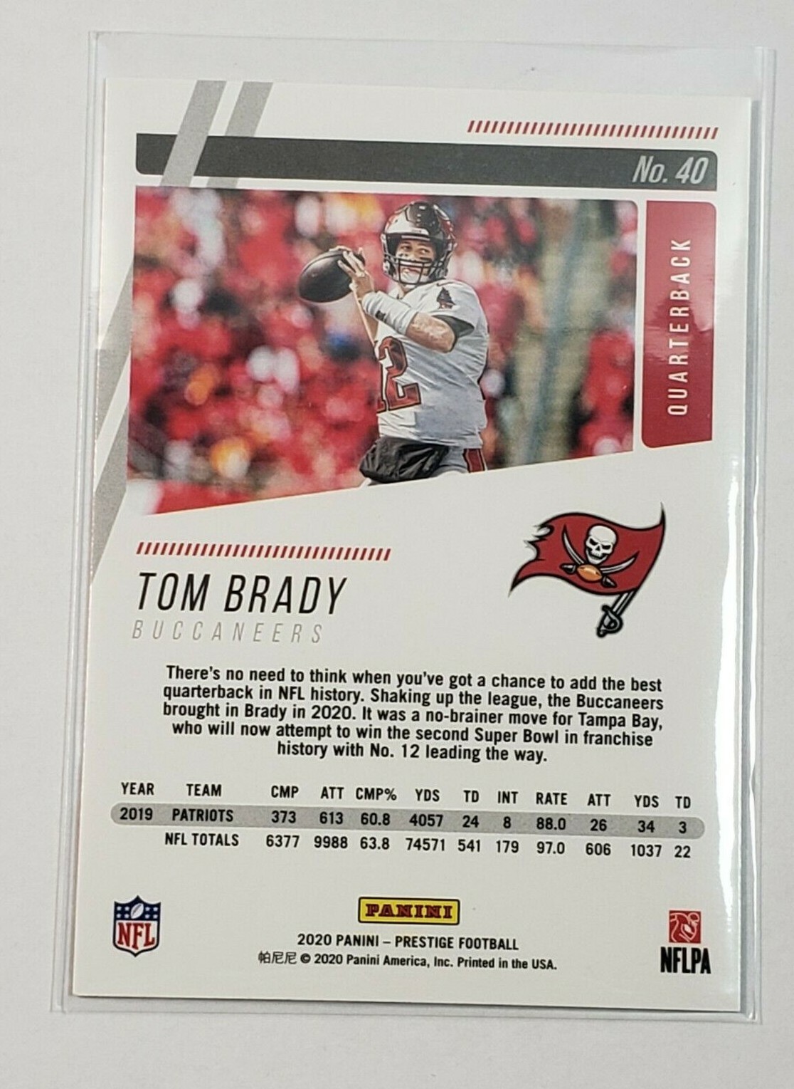 2020 PANINI PRESTIGE TOM BRADY 1ST TAMPA BAY BUCCANEERS CARD#40 | eBay