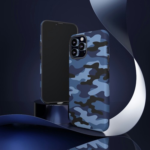 Blue Camo Phone Case - Camouflage Military Inspired Print, Gift, Matte Finish - Picture 24 of 48