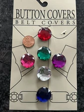 Vintage Jewel Button Cover Set 6 80's NEW on Card