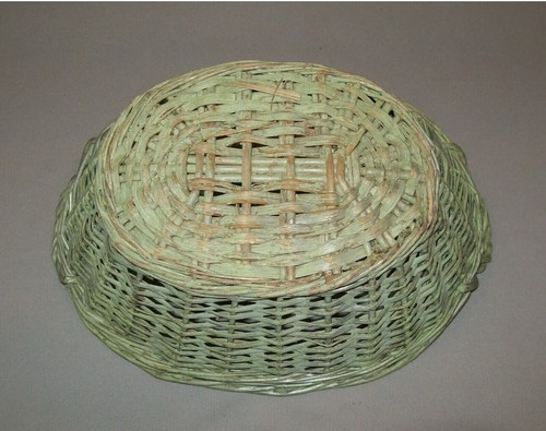 Antique Vtg 19th C 1900s Miniature Splint Laundry Basket Original Green Paint - Picture 5 of 10