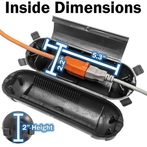 2 Pack Black Weatherproof Electrical Extension Cord Cover Splashproof Enclosures - Picture 3 of 7