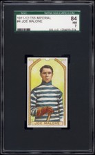 1911 C55 Imperial Tobacco #4 Joe Malone Rookie Card SGC 7 - WELL CENTERED!