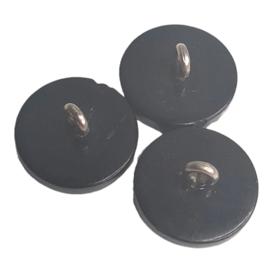 Lot 3 Buttons Vintage Black Molded Metal Shank 15 mm Diameter Shank - Image 4 of 4