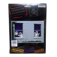 Spooky Ghosts 14x 14  Plastic Window Covers Scary Halloween Party Decoration Fun