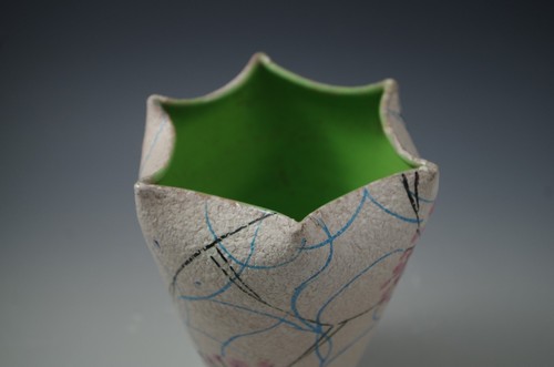 MID CENTURY ART DECO BERTI und FIGLIO ITALY STRUKTURIERTE MODERNE VASE - Bild 6 von 8