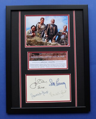 INDIANA JONES AND THE LAST CRUSADE AUTOGRAPHS framed masterly display
