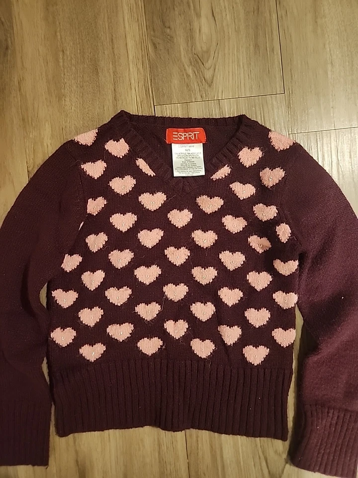 Mini Suéter ESprit Niñas Pequeñas M/5 Granate con Corazones Rosados Foto 2 de 4