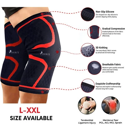 ROMIX 2 Knee Support Compression Sleeve Brace Corrector Arthritis Pain Relief Gym