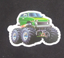 Green Supped Up Monster Truck Sticker 1 5/8