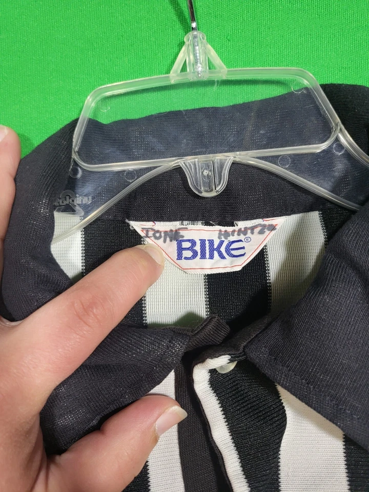 Vintage BIKE Referee Adult Large? 1/4 ZIP Mesh Polo Shirt Stripe - Изображение 2 из 4