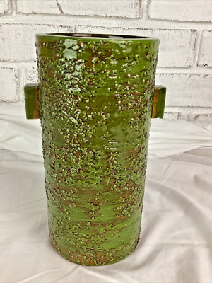 Vintage Bitossi Rimini Italian Green Glaze Pottery Ceramic Vase Mid Century