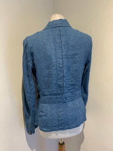Ralph Lauren linen blazer jacket US 8 UK 10 12 VGC classic unlined blue - Picture 8 of 11