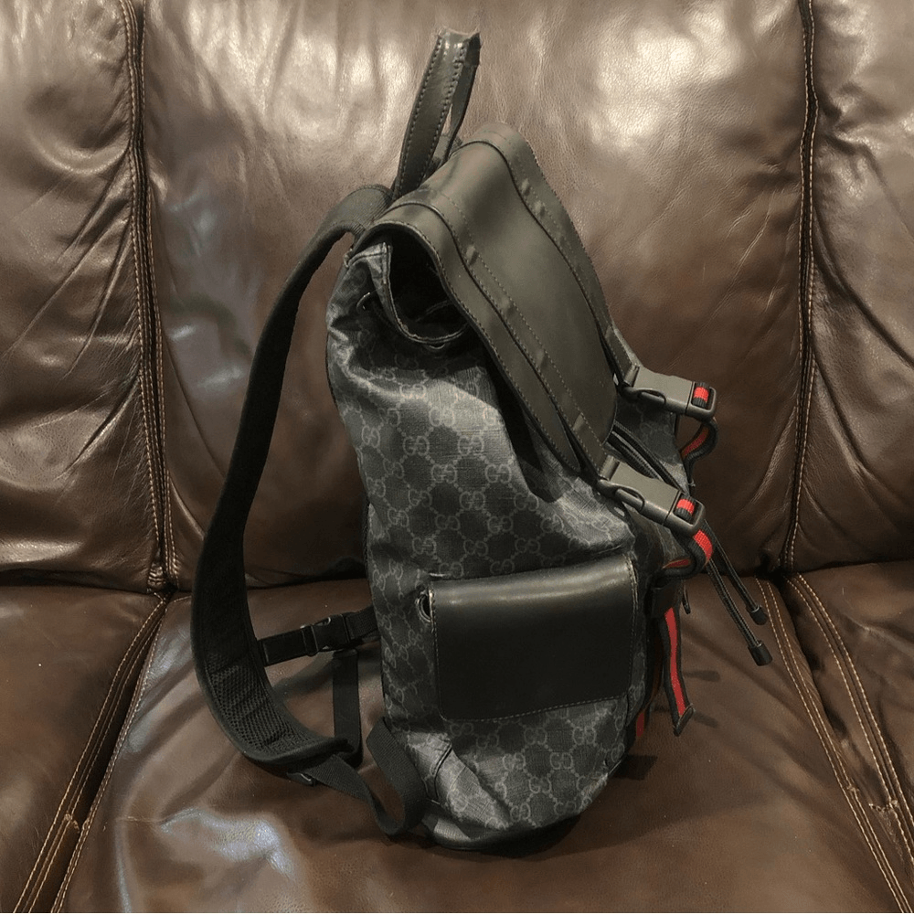 GUCCI GG SUPREME Backpack Black Soft Canvas Leather Large GUCCI GG SUPREME Backpack Black Soft Canvas Leather Large