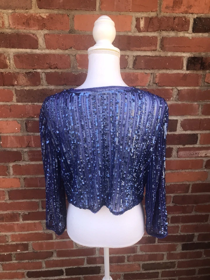 Chaqueta Topper Rosa Clara Couture Manga Larga Talla 12 Algo Azul Lentejuelas Foto 4 de 4