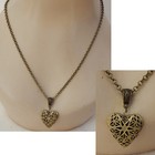 Pill Box Stash New Women Love Heart Gold Necklace Locket Pendant Handmade