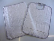 SET ASILO 2 PEZZI GRIGIO "POIS" DA RICAMARE PUNTO CROCE CON AIDA