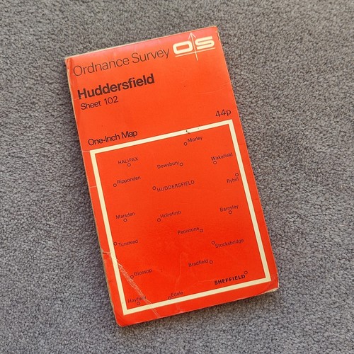 OS Ordnance Survey Vintage HUDDERSFIELD Sheet 102 One Inch Map 1970s in GC