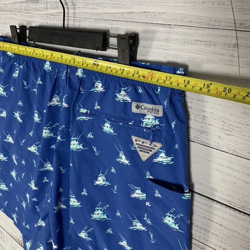 Columbia PFG Pantalones Cortos Bañador Para Hombre Grande 6" Entrepierna Azul Gráfico Barcos - Imagen 6 de 10