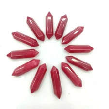 30pcs Natural Red Jade Stone Hexagonal Pointed Pendant Healing Reiki No Hole