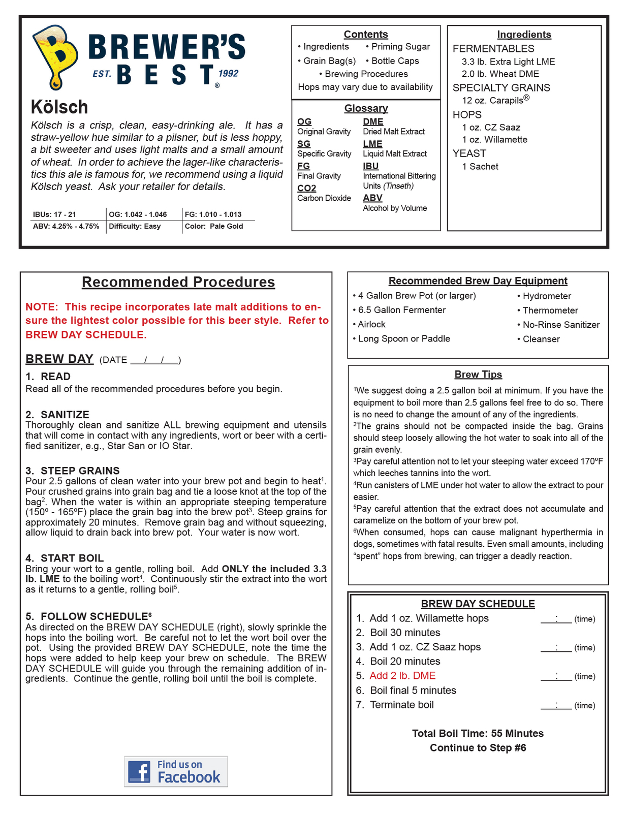 Kolsch Ingredient Kit for Home Brew Beer Making eBay