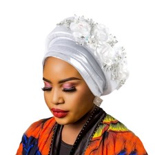 African Women Head Wrap Flower Turban Cap Wedding Hat Nigerian Headwear Headtie