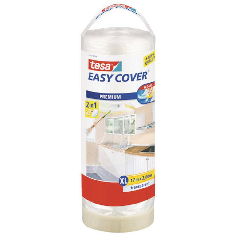 Film protecteur tesa Easy Cover transparent rouleau 17 m pour rénover le salon sans taches