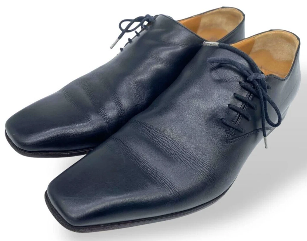 Chaussures d'affaires GUCCI bout uni dentelle latérale cuir noir homme 41 (26 cm)