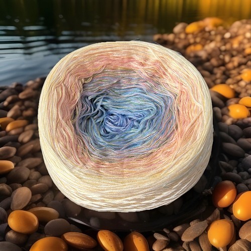 440g Tencel Cotton Sultan Ombre Cake Yarn Blue Pink Cream White 2000Meters - Picture 6 of 10