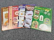 Vintage Lot of 5 Leisure Arts Leaflet's Counted Cross Stitch Needlepoint Crochet