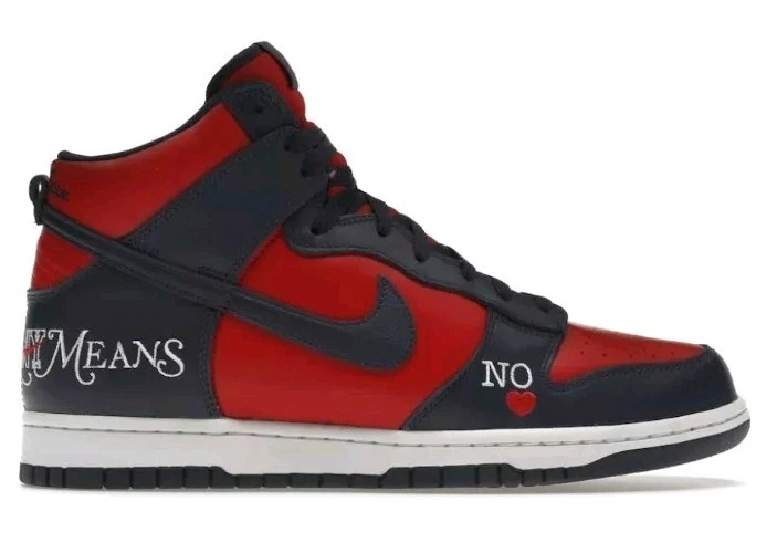 Nike Supreme x Dunk SB High By Any Means - Red Navy for Sale