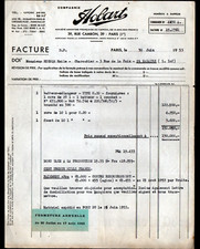 PARIS (I°) MATERIEL & ACCESSOIRES pour BOUCHER-CHARCUTIER "HOBART" Facture 1953