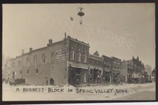 SPRING VALLEY MN Minnesota c1910 RP Business Block - Merry Christmas