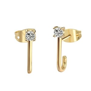 Authentic 18K Gold Plated illusion stud earrings, open hoop earrings one pair JWCY81