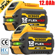 2-Pack for 12Ah DEWALT 20V/60V FLEXVOLT Lithium-Ion Battery High Capacity DCB609