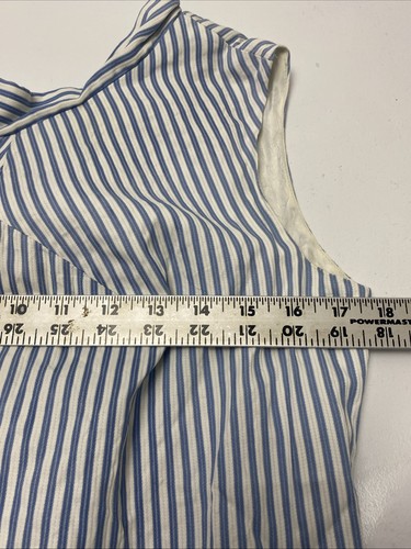 Vintage 60er TRUDE JR California Etuikleid Büste 36" Hippie Ära blau gestreift - Bild 7 von 8