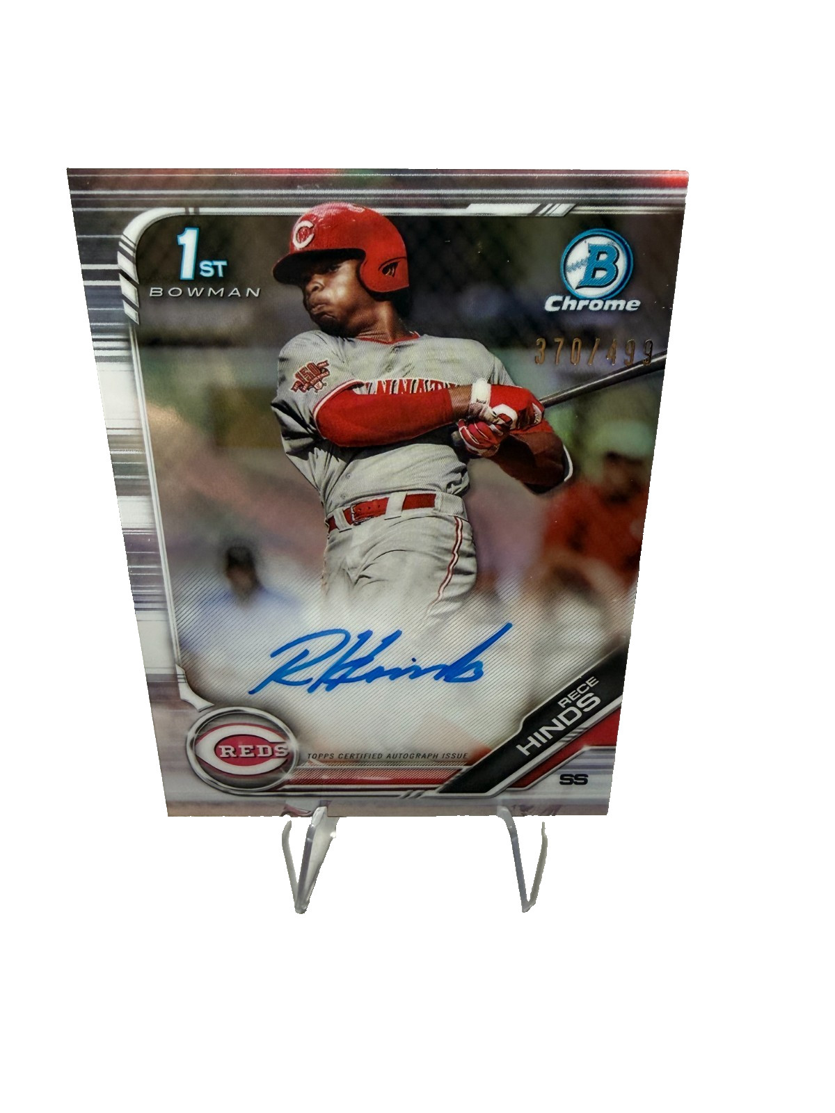 Rece Hinds 2019 Bowman Draft Chrome 1st Refractor Auto /499 #CDA-RH Reds