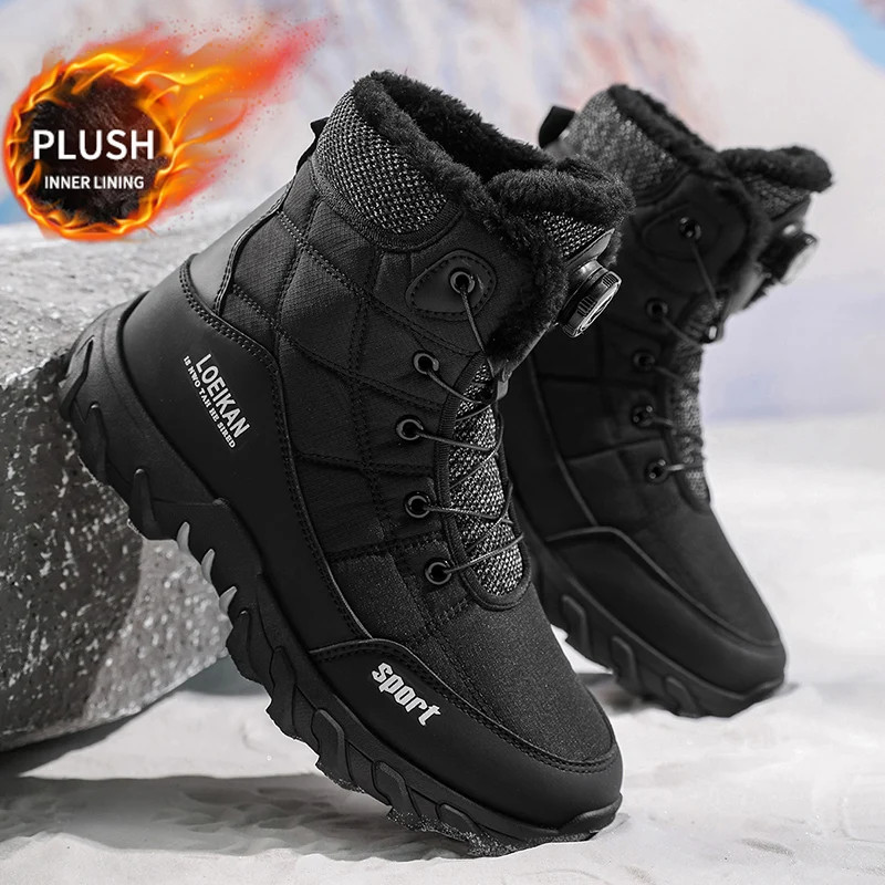 Fleece-lined Thickened Snow Boots Outdoor Warm Hiking Shoes