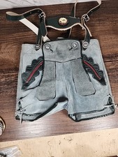 Vintage German Oktoberfest Lederhosen Bavarian Shorts Suede Suspender Gray Child