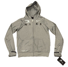 Nike 3BRAND Long Sleeve Full-Zip Fleece Hoodie Big Kids M Therma-Fit New Gray
