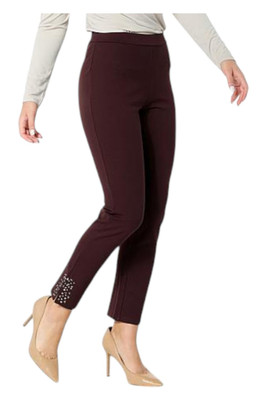Colleen Lopez Women's Perfect 10 Ponte Legging w/Rhinestone Chocolate