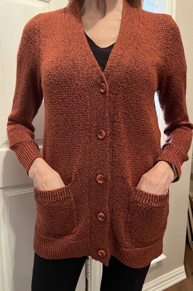 Mudd Button Front Cardigan Sweater, Rust, Juniors… - image 3