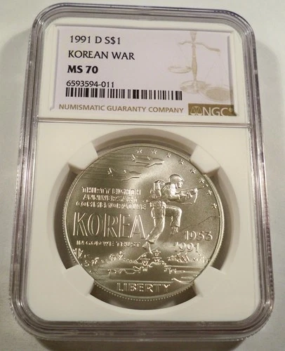 1991-D NGC MS70 SILVER DOLLAR KOREA MS 70 COMMEMORATIVE BU S$1