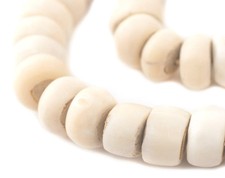 Polished White Bone Beads Double Length Decorative Strand 24mm Kenya African