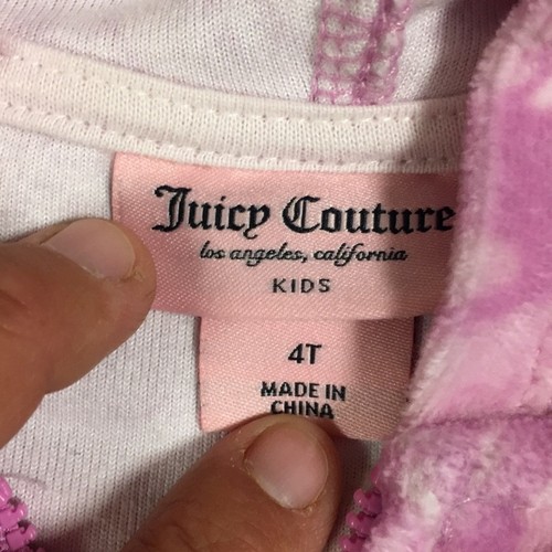 Juicy Couture Pink Swirl Motif Velour Full Zip Hoodie 4T - Picture 4 of 6