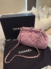 CHANEL Pink Quilted Clutch w/ Chain Shoulder ...