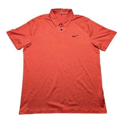 Nike Tiger Woods Collection Polo Mens XL Red Micro Stripe Dri Fit Golf