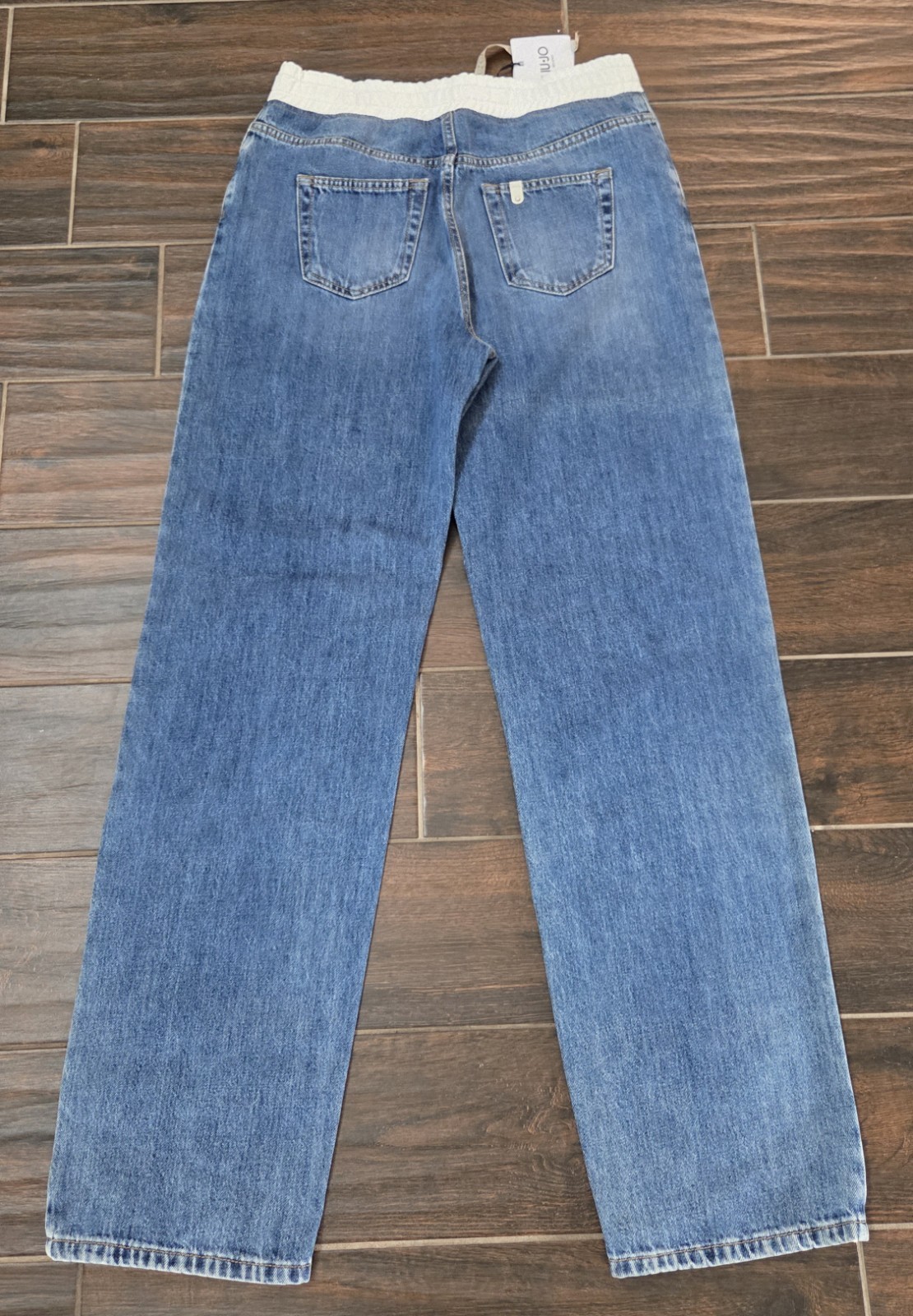 Liu Jo Confy Blue Women's Jeans Sz 28x32 High Rise Straight Leg jeans Drawstring image 2