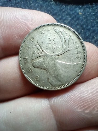 1949 CANADA silver quarter dollar twenty five 25 cents cent piece